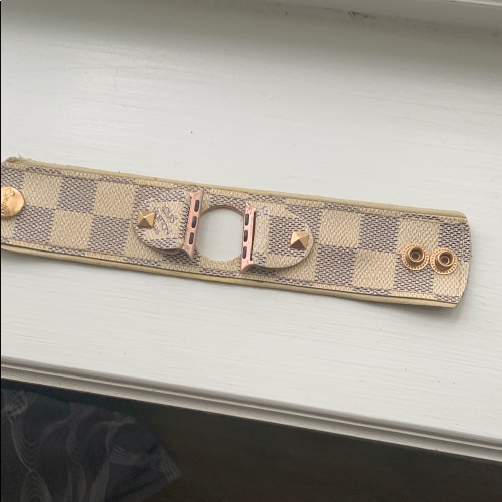 Sparkl Authentic LV Checkered Beige and Ivory Watch Strap